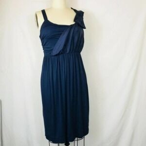 Anthropologie Deletta Boughton Blue Drape Bust Mini Drop Waist Dress Size Medium